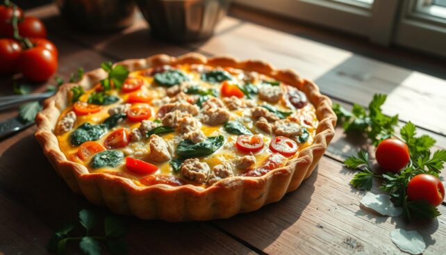 receita quiche de atum e legumes