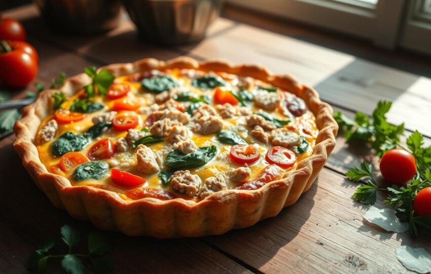 receita quiche de atum e legumes